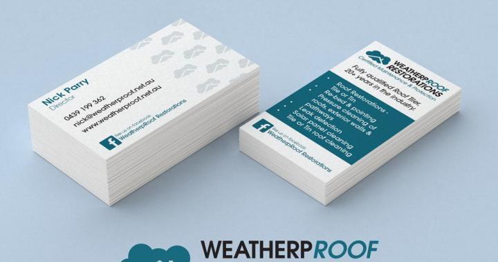 weatherproof restorations branded business cards mockup