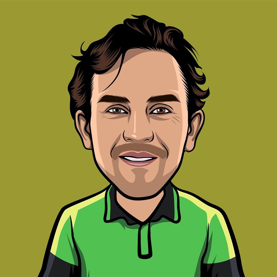 illustration of a middle-aged man in a green shirt
