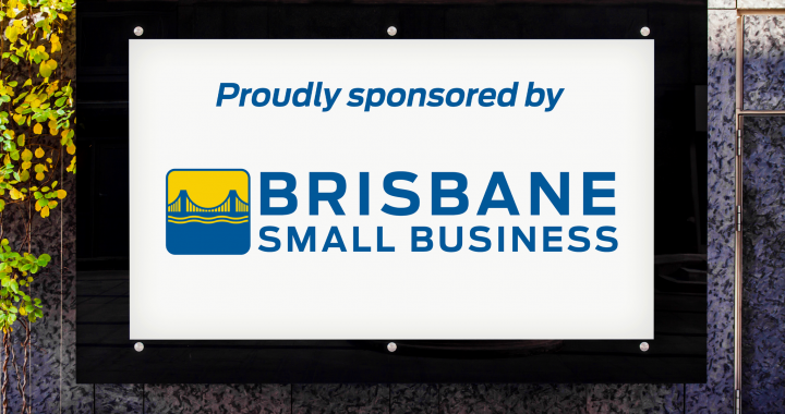 brisbane small business logo wall mockup