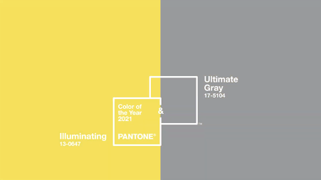 2021 colour combination trend for brands - illuminating plus ultimate gray