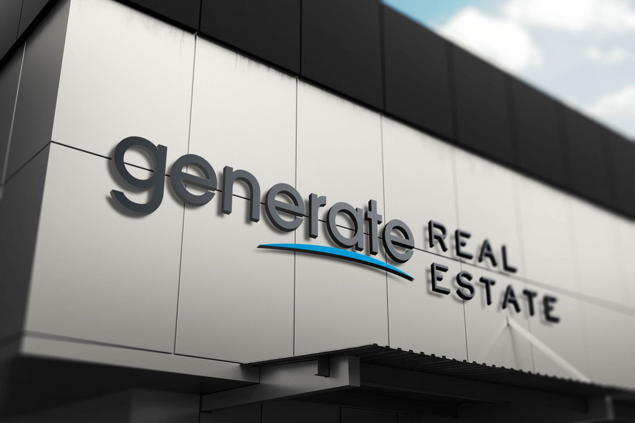 Generate real estate logo mockup on a building