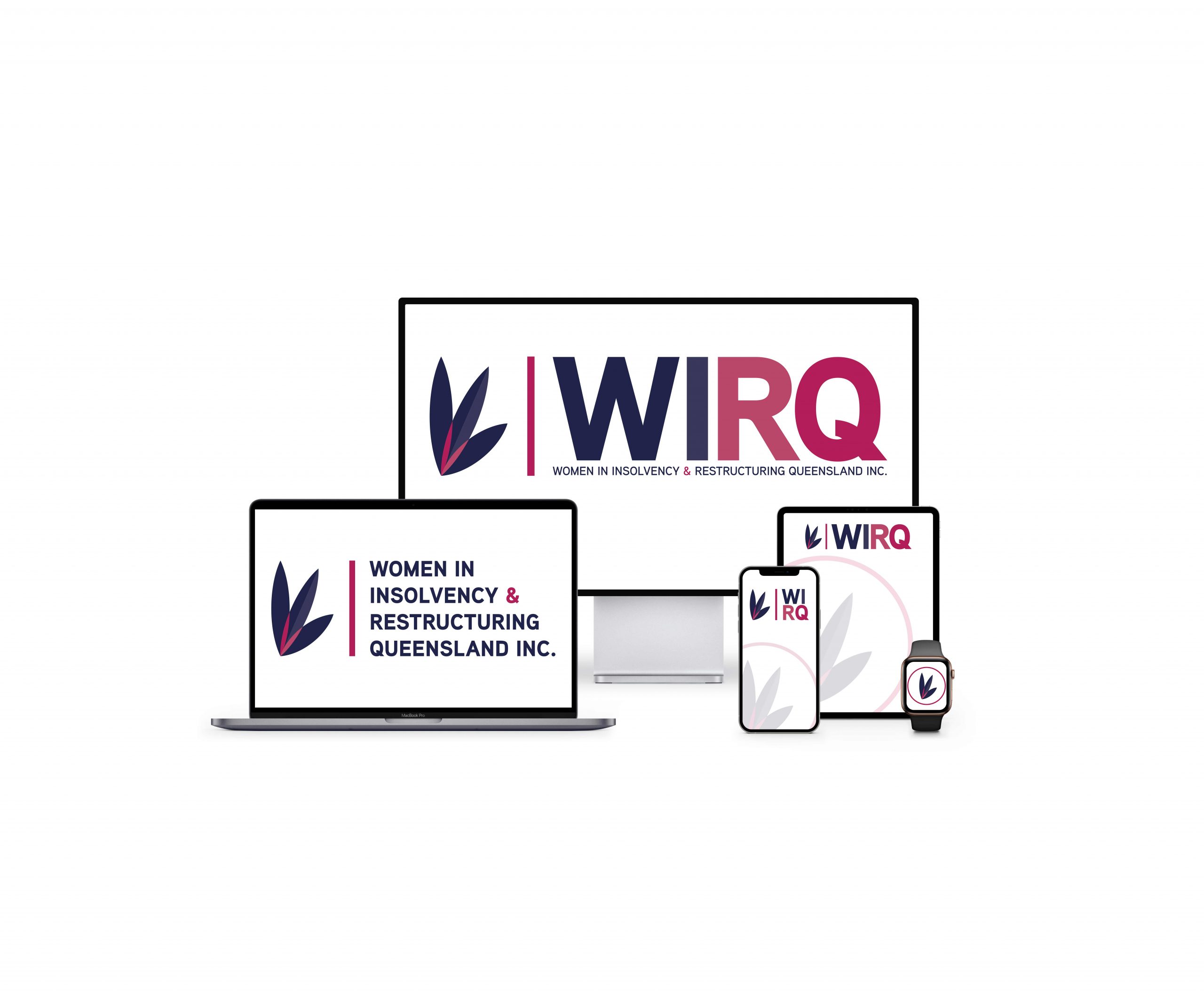 WIRQ logo mockup on all apple device screens